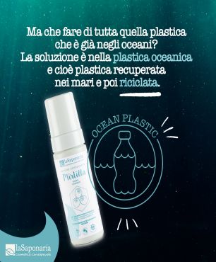 Mousse detergente Mirtilla è realizzato in plastica di mare riciclata