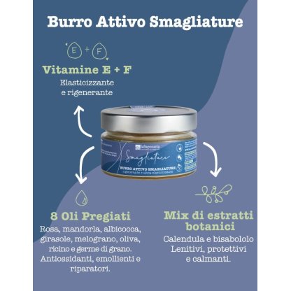 Burro con mix di estratti botanici, Vitamine E ed F e 8 oli pregiati