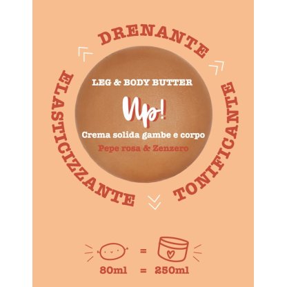 Caratteristiche crema solida Up!: drenante, tonificante, elasticizzante