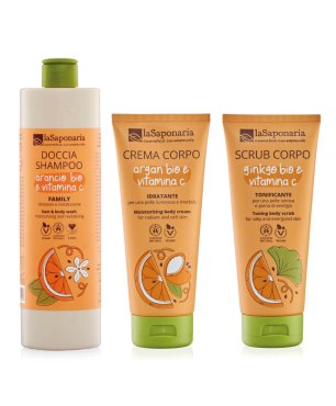 Kit corpo family - Docciashampoo + Crema corpo idratante + Scrub corpo tonificante