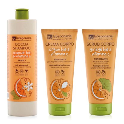Kit corpo family - Docciashampoo + Crema corpo idratante + Scrub corpo tonificante